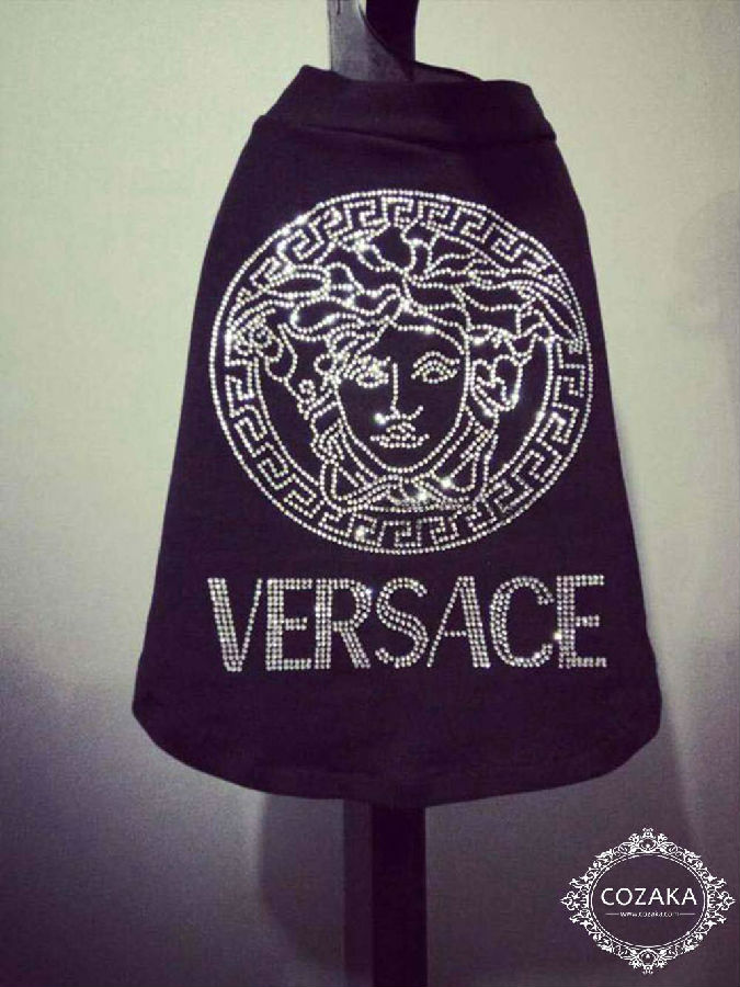 ヴェルサーチ メドゥーサtシャツ 犬服 versace 犬用 半袖 キラキラ パロディ 猫服 ブランド ペットウェア 通販