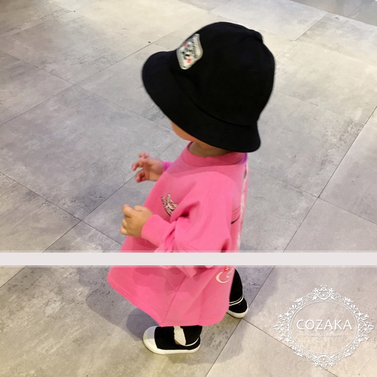 個性 親子服 ストリート系 ブランド 通販 ワンピース風長袖tシャツ キッズ用 ピンク