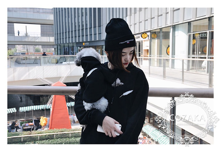 刺繍羽毛 パーカー 犬服 犬とのペアルック パーカー ブランド