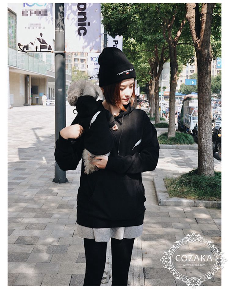 愛犬とのお揃いコーデ 刺繍羽毛ロゴ ブランド 犬服 パーカー