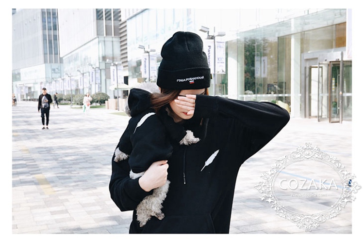 犬 飼い主 ペアルック ブランド 犬とお揃いコーデ プルパーカー 韓国