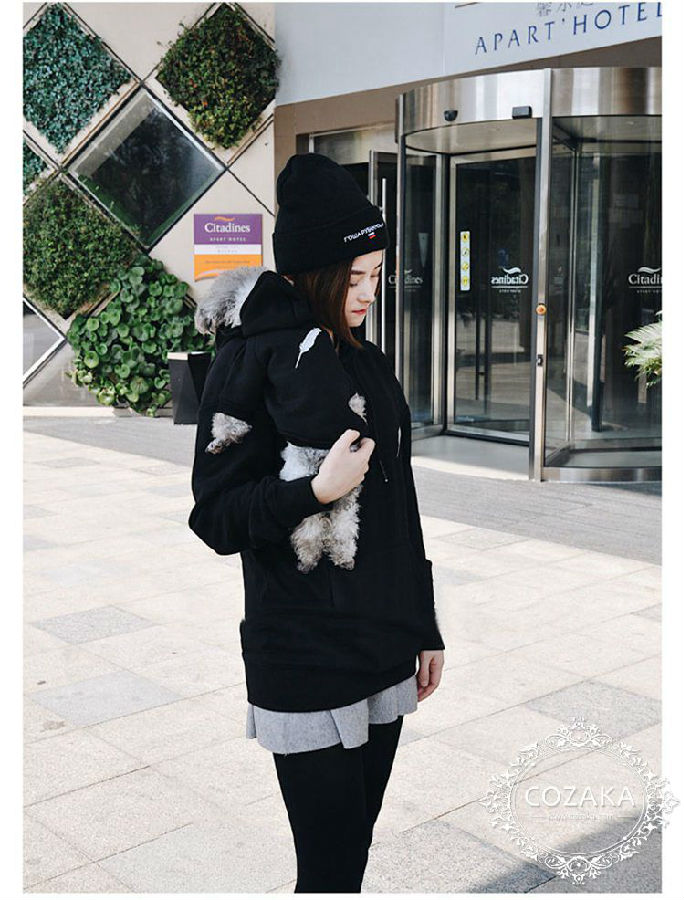 韓国 犬 服 パーカー 黒 刺繍羽毛ロゴパーカー 犬服 通販