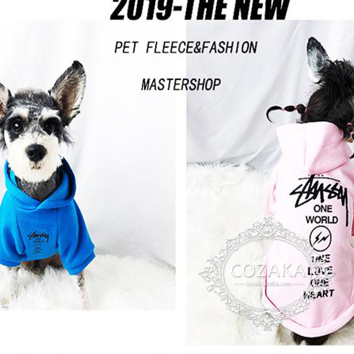 ステューシー ペット服 パーカー 可愛い stussy 犬服 秋冬 ペット用品