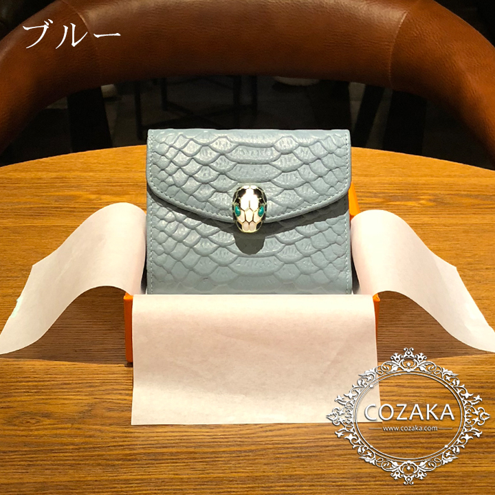 ブルガリ パイソンレザー柄革財布 宝石付き bvlgari erpenti forever