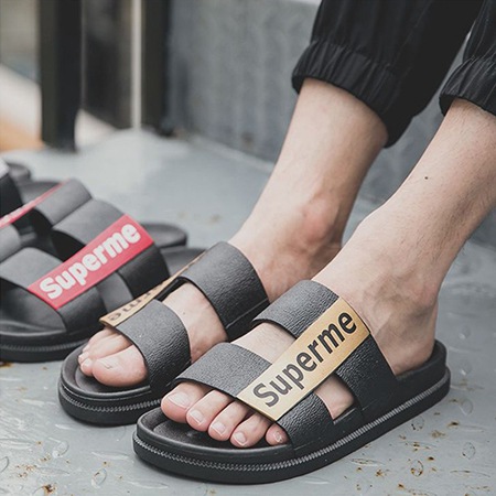 supreme メンズサンダル クッション性 海外 大人気 インスタ男性 夏靴