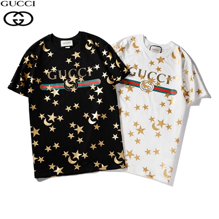 gucci 半袖 グッチ 箔プリント tシャツ おしゃれ シャツ ホット 