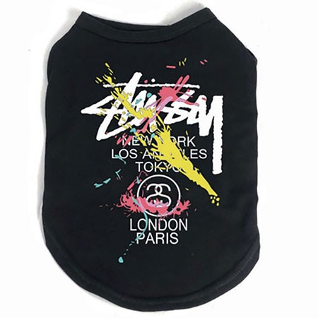 綿 コーギー 欧米風 ステューシー 半袖 ペット服stussy テディ ロゴ