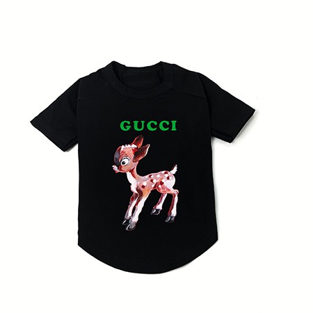 大人気 ブランド犬服 Gucci ペット服 犬猫洋服 春夏 Tシャツ 鹿 図案