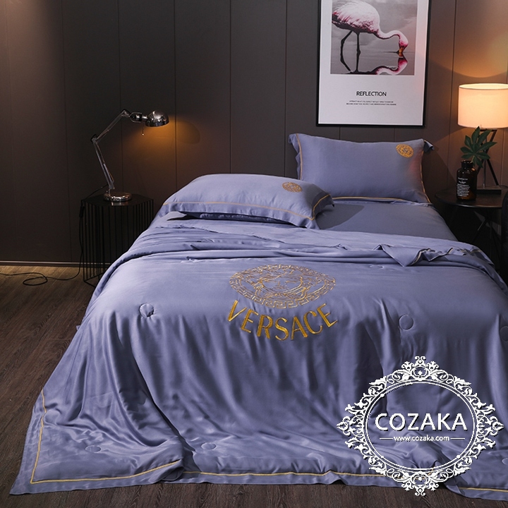 【COZAKA.com】Versace高級ベッドカバーセット高品質ブランド寝具-パープル 大人っぽい寝具セット パープル ブランド