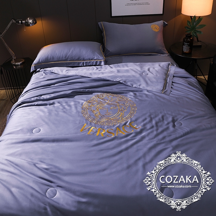 【COZAKA.com】Versace高級ベッドカバーセット高品質ブランド寝具-パープル Versace 布団カバーセット 男性用