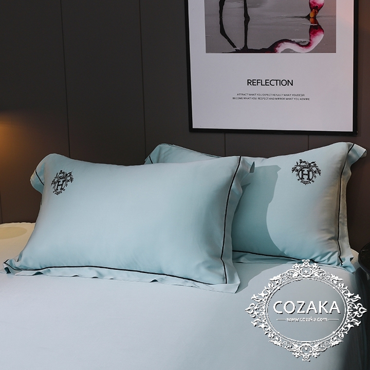 【COZAKA.com】Hermesエルメス高級ベッドカバーセット - ミントブルー