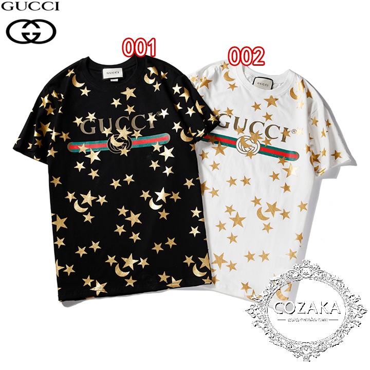 gucci 半袖 グッチ 箔プリント tシャツ おしゃれ シャツ ホット