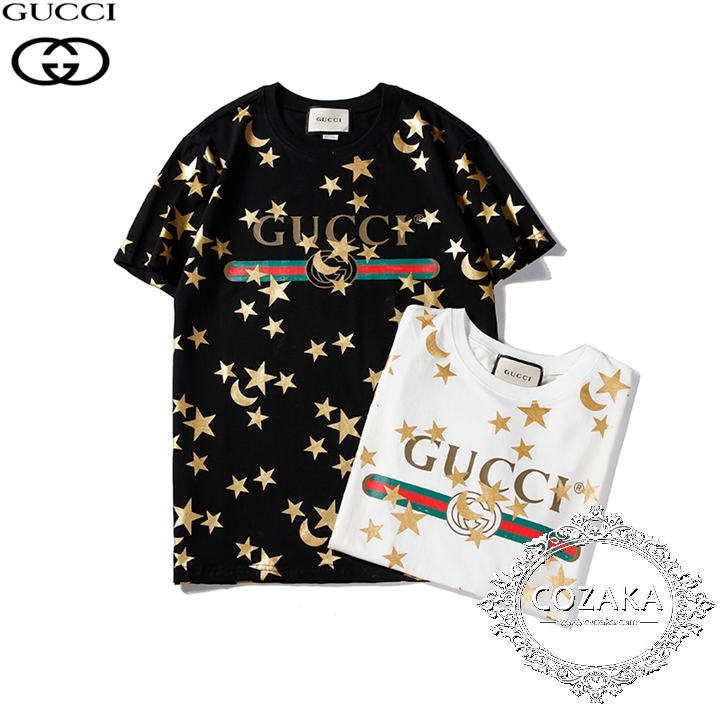 きらきらでオシャレ！GUCCI人気新作 星&月柄 箔プリントTシャツを最新