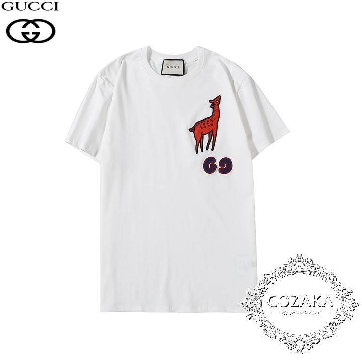 gucci ディアワッペン付き tシャツ グッチ 刺繍ロゴ トップス ブランド