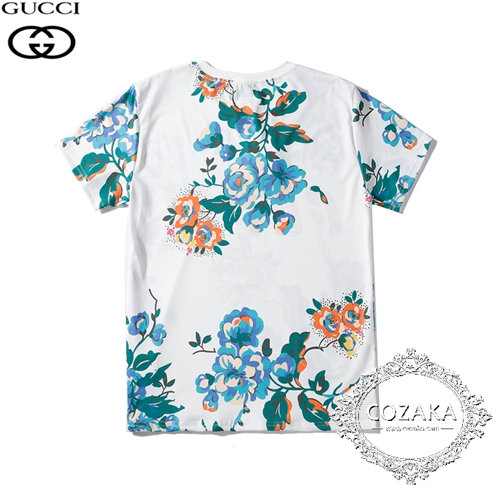 gucci プリントtシャツ グッチ 花柄プリントtシャツ ホワイト コットン ...