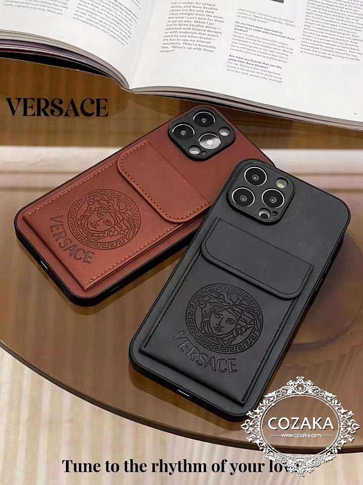 スタンド機能 Versace iPhone 15 15pro ケース背面にカード入れ付き ...