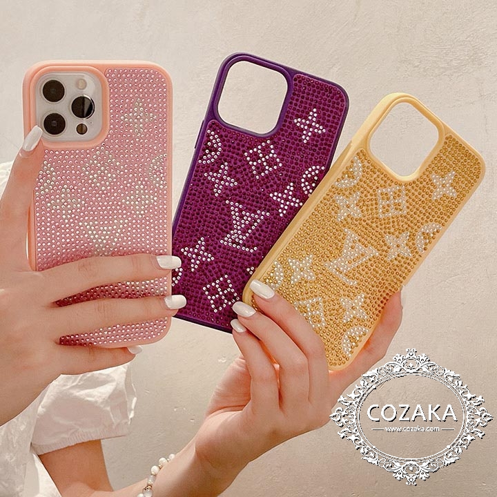 vuitton iphone15ラインストーン付きカバー