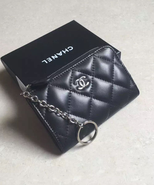 CHANEL シャネル マトラッセ ラムスキン キーリング付コインケース-