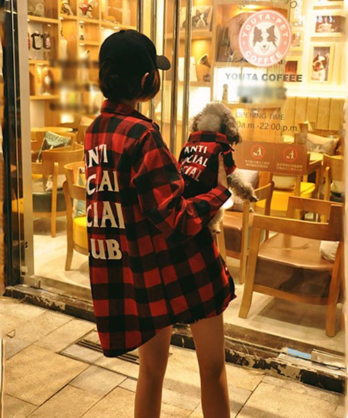 Anti social social club flannel フランネル 赤L - シャツ