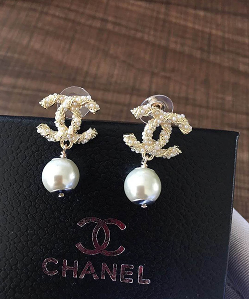 CHANEL ココマーク パールピアス-