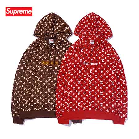 lv supreme パーカー モノグラム ルイヴィトンxシュプリーム フード ...