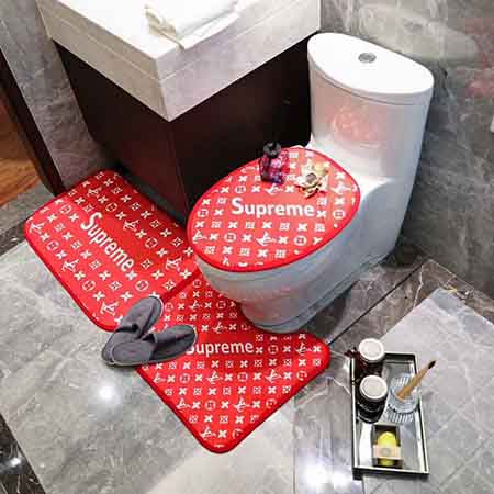 LVxSupreme 共同ブランド 浴室トイレマット セット